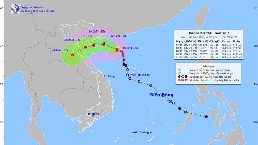 Bão số 7 giật cấp 10 đang hướng vào Vịnh Bắc Bộ và tiếp tục mạnh thêm