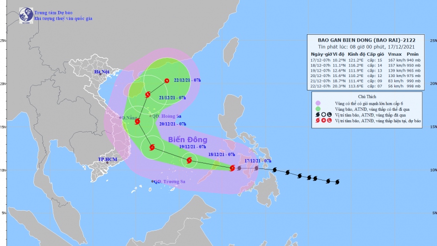 Những kịch bản tác động của bão RAI khi vào Biển Đông