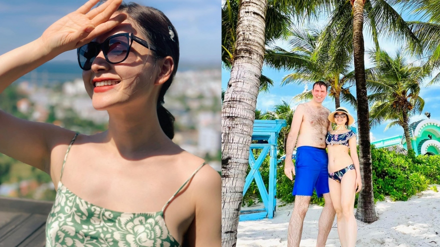 Chuyện showbiz: Lan Phương diện bikini khoe vóc dáng thon gọn bên chồng Tây