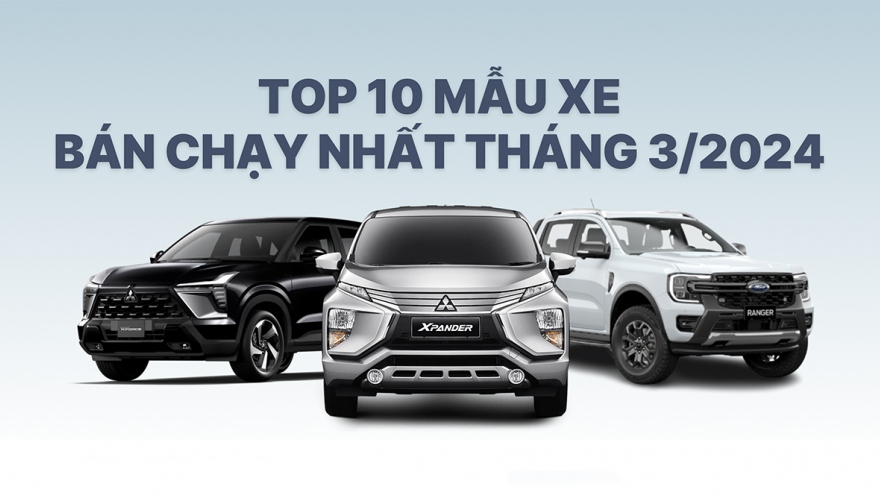 Top 10 mẫu xe bán chạy nhất tháng 3: Mitsubishi Xforce vừa ra mắt đã góp mặt