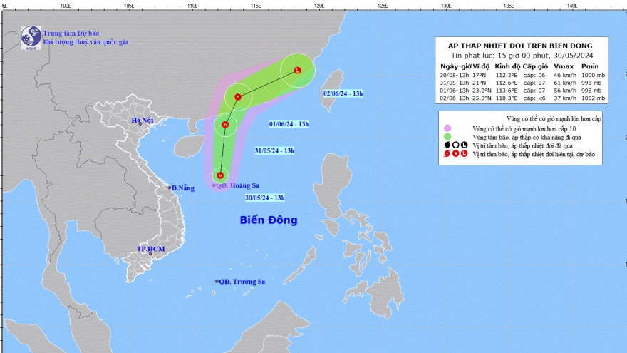 Diễn biến của áp thấp nhiệt đới đầu tiên trong mùa bão lũ năm 2024
