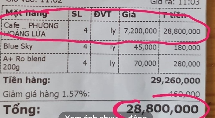 Xử phạt chủ quán đăng hóa đơn ly cà phê 7,2 triệu đồng để câu like