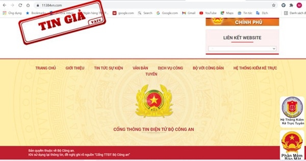 Cảnh báo hoạt động giả mạo website của Bộ Công an để lừa đảo