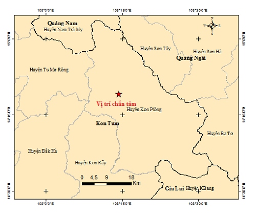 Động đất tiếp tục xảy ra ở huyện Kon Plong của Kon Tum
