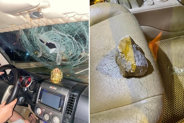 Xác minh ô tô bị ném đá xuyên kính khi đang chạy trên cao tốc Hà Nội – Ninh Bình