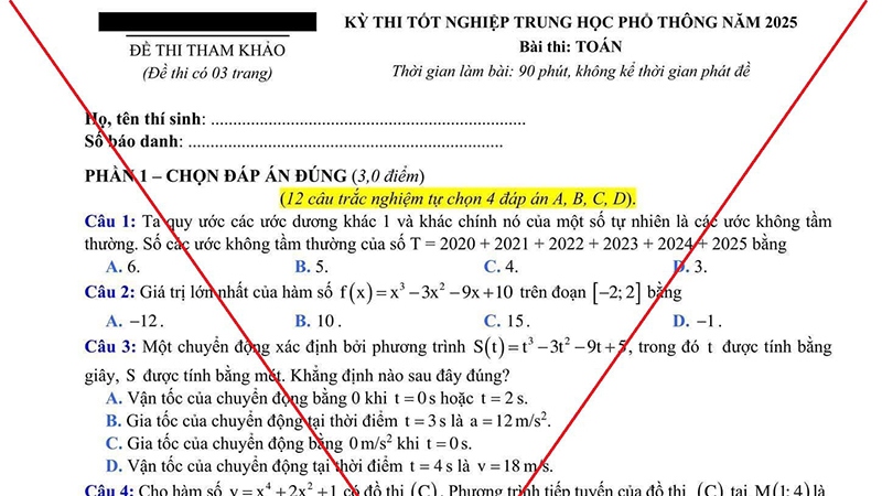 Bộ Giáo dục và Đào tạo chưa công bố đề thi tham khảo tốt nghiệp THPT 2025