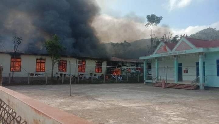 Cháy lớn tại 1 trường bán trú ở Sơn La, 1 học sinh tử vong