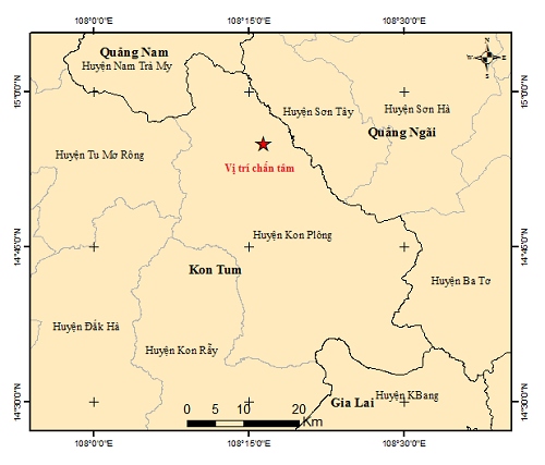 Liên tiếp ghi nhận 3 trận động đất tại Kon Tum
