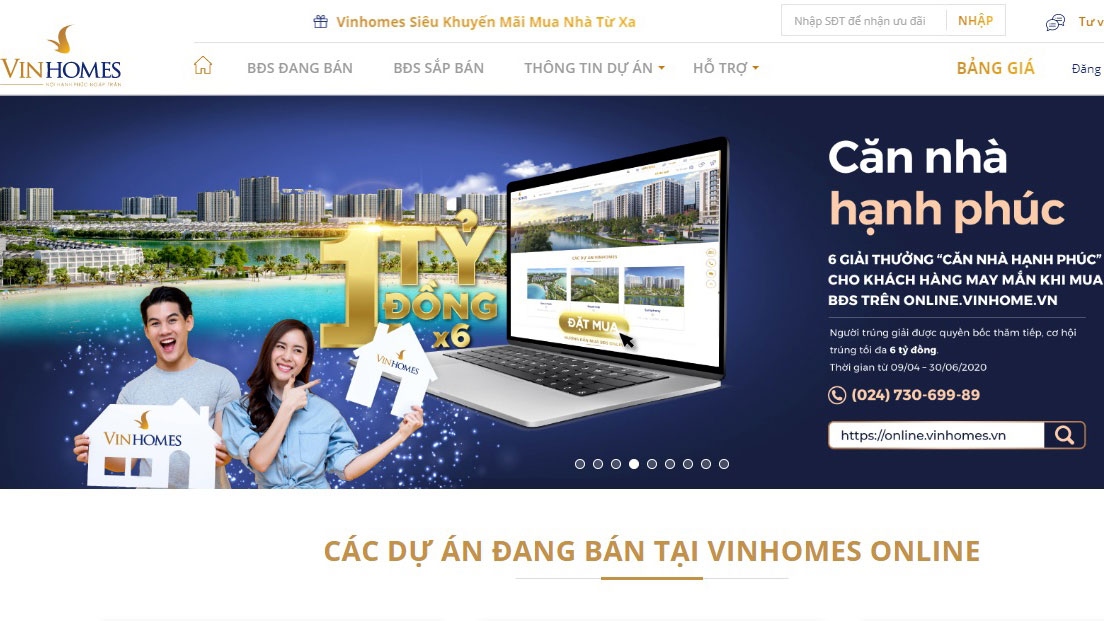 Mua nhà từ xa với Sàn giao dịch bất động sản trực tuyến Vinhomes