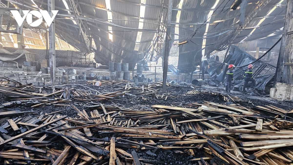 Khống chế đám cháy tại công ty gỗ ở Bình Định